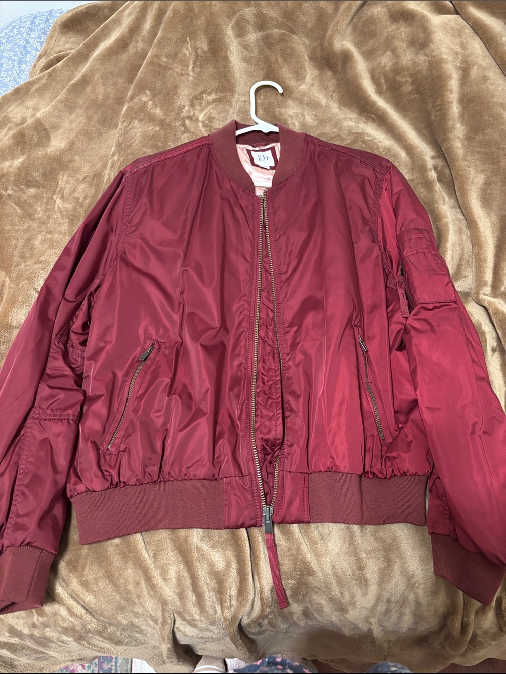 GAP Women's Wine Red Bomber Jacket